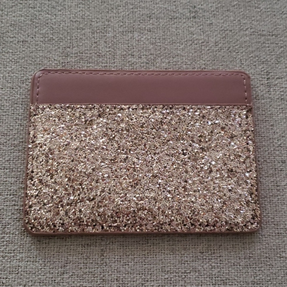 Rose gold glitter card holder